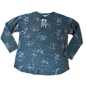 Catherine Malandrino Shirt Size L Womens Long Sleeve Floral Print Top